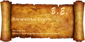 Baranszky Ervin névjegykártya